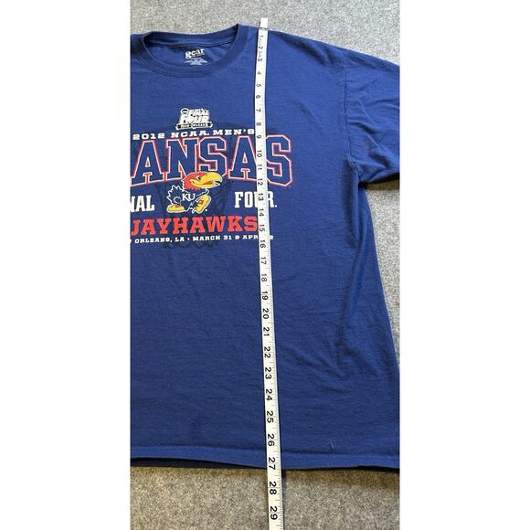 2 Kansas Jayhawks Tshirts Red Starter and Blue 2012 Final Four SZ L - Picture 9 of 16